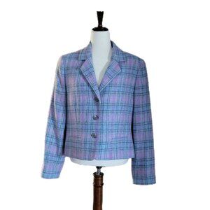 Linda Allard Ellen Tracy 100% Wool Plaid Jacket Blazer Size 12